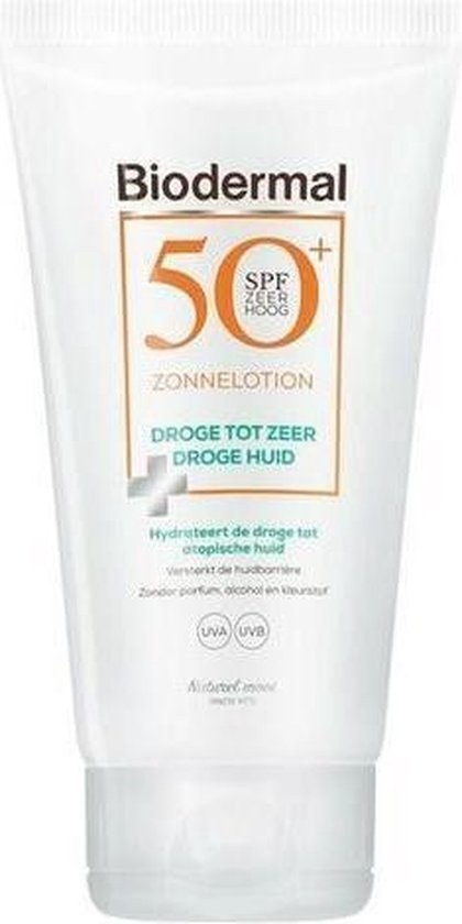 Biodermal Sun Lotion Dry Skin - crème solaire pour peaux sèches - Spf50+ 150ml - convient également aux enfants