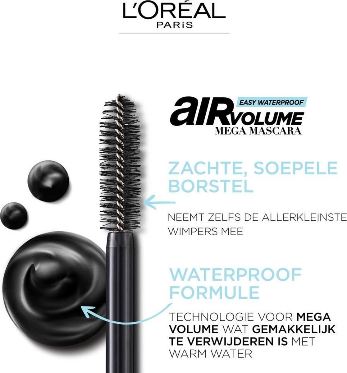 L'Oréal Paris Air Mega Volume Mascara - 01 Noir Waterproof - Mega Volume Mascara - 9,4 ml