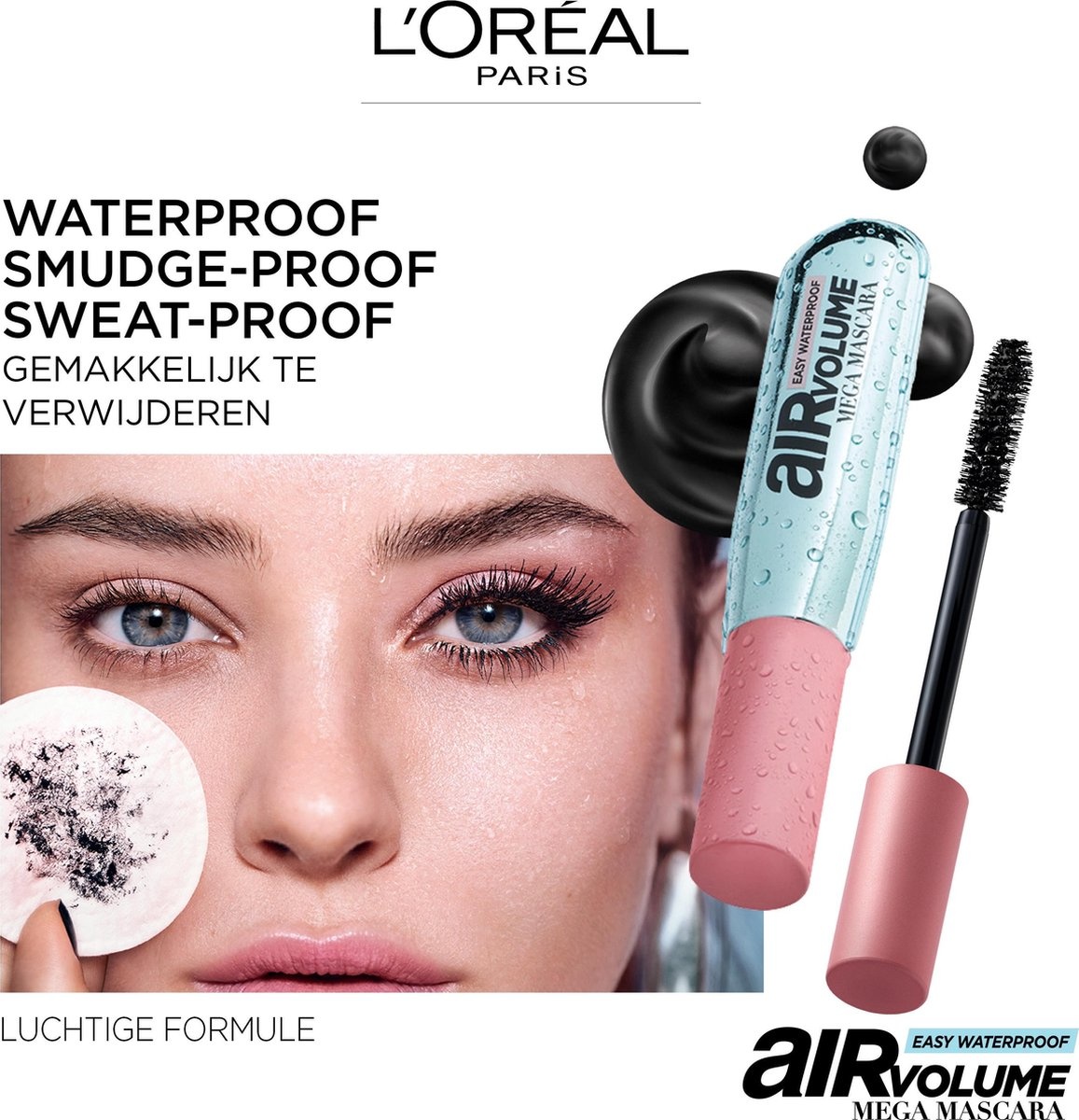 L'Oréal Paris Air Mega Volume Mascara - 01 Noir Waterproof - Mega Volume Mascara - 9,4 ml