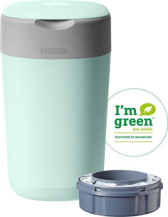 Corbeille à couches Twist & Click écologique de Tommee Tippee - avec 1  cassette de recharge - Vert - Onlinevoordeelshop