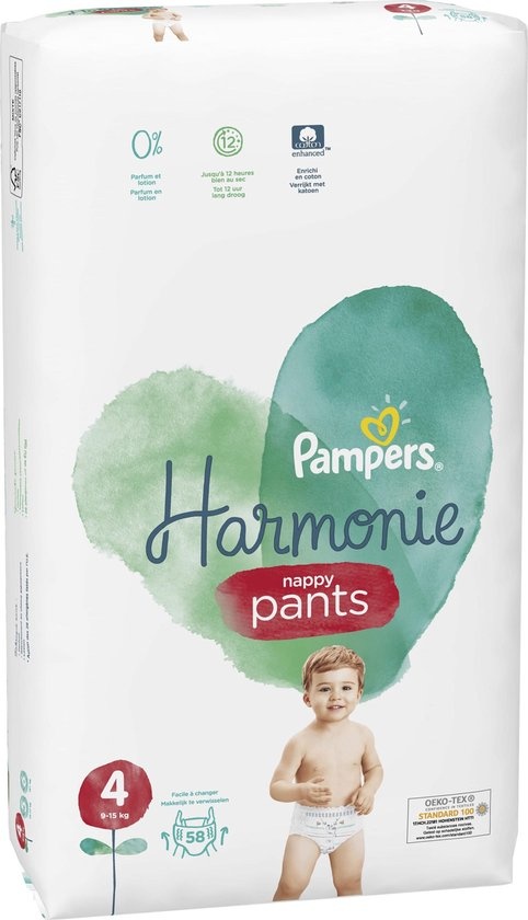 Pampers Harmonie / Pure Nappy Pants Maat 4 (9-15kg) 116 Luierbroekjes