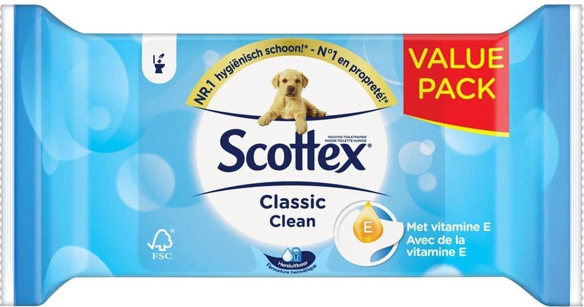 Scottex - Papier toilette humide - Classic Clean 56 lingettes