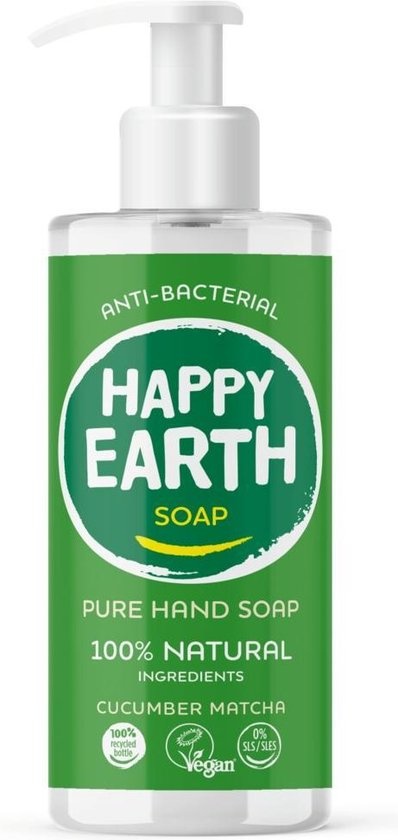 Happy Earth Savon Mains Pure Concombre Matcha 300 ml - 100% naturel
