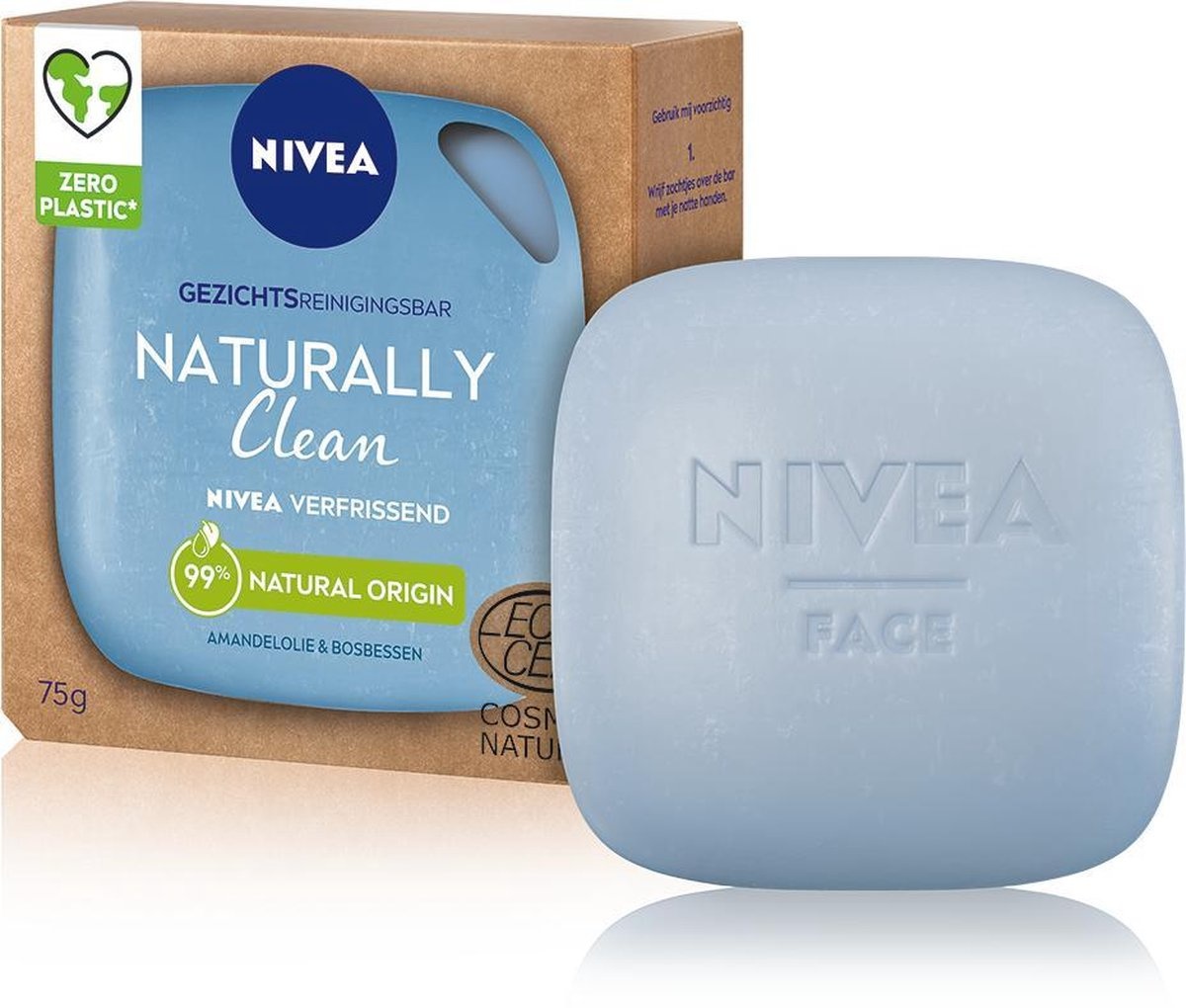 NIVEA Naturally Clean Pain Nettoyant Visage Rafraîchissant 75gr