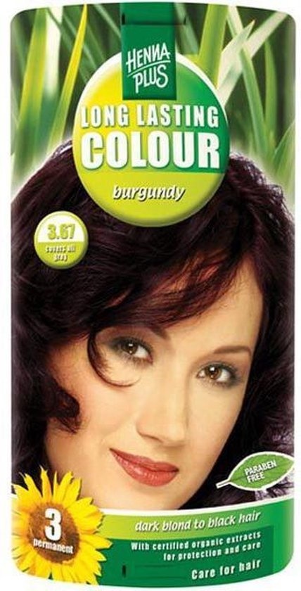 Hennaplus Long Lasting Colors 3.67 Bordeaux - Teinture pour cheveux - Emballage endommagé.