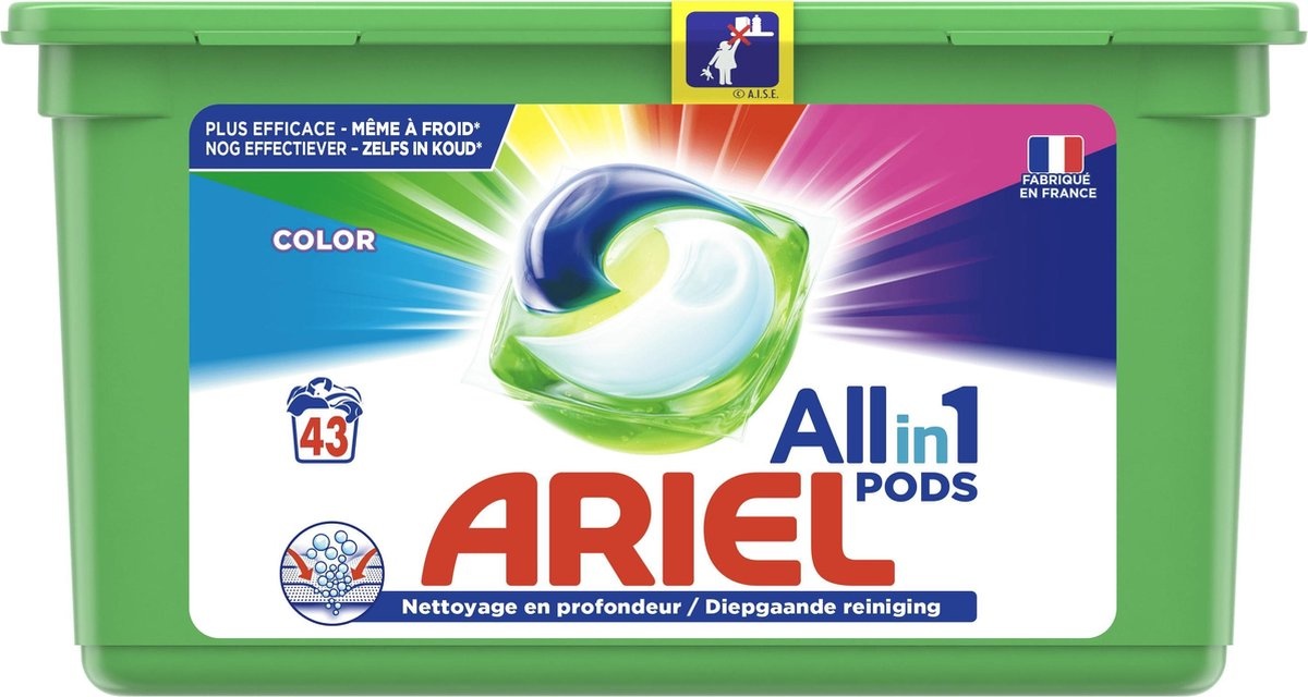 Ariel All in 1 Wasmiddel Pods Kleur Color - 43 Wasbeurten