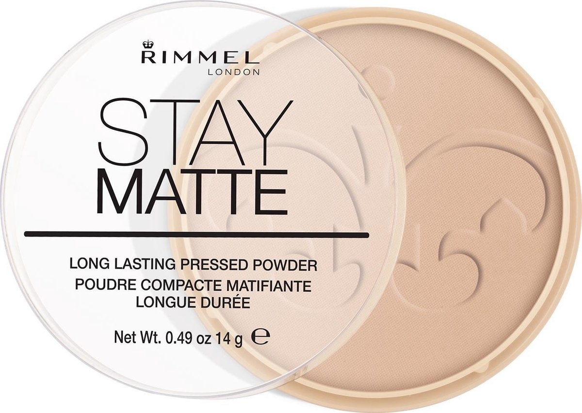 Poudre compacte Rimmel London Stay Matte - Beige soyeux - Beige