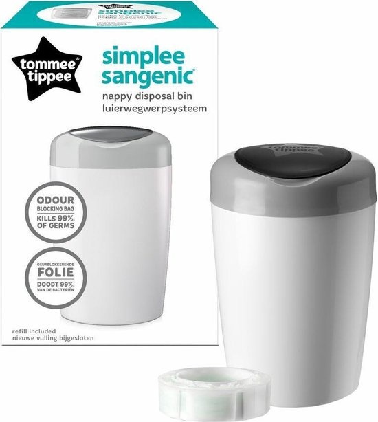 Tommee Tippee - Secchio per pannolini Simplee Sangenic con 6 cassette di  ricarica - Greenfilm™ - Bianco Grigio - website.name