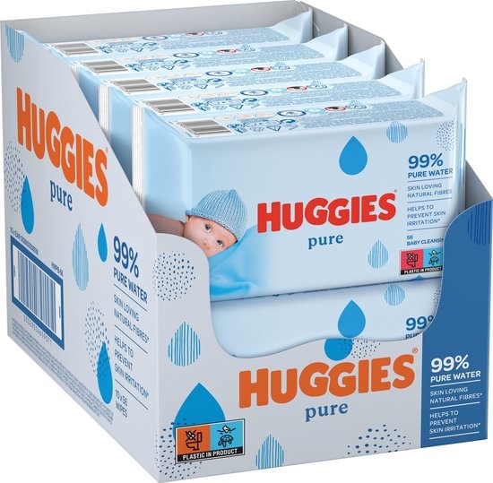 Lingettes Huggies - Eau pure à 99% - 18 x 56 pièces - 1008 lingettes