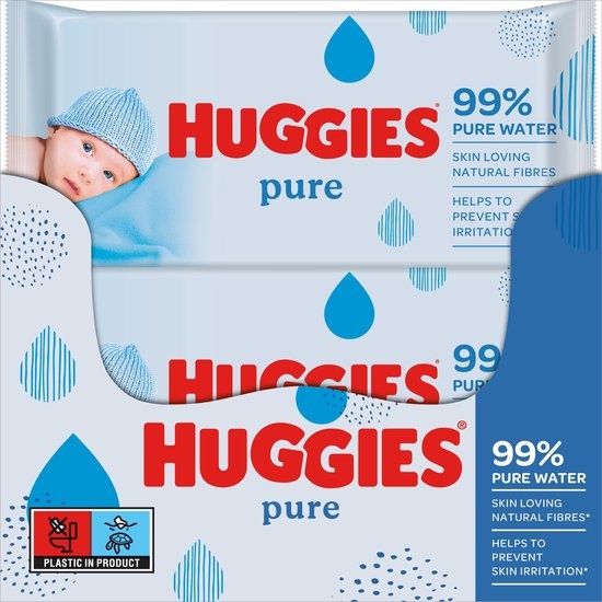 Huggies wipes - Pure 99% water - 18 x 56 pieces - 1008 wipes