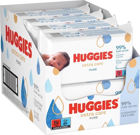 Lingettes Huggies - Pure Extra Care - 56 x 8 pièces - (448 lingettes)