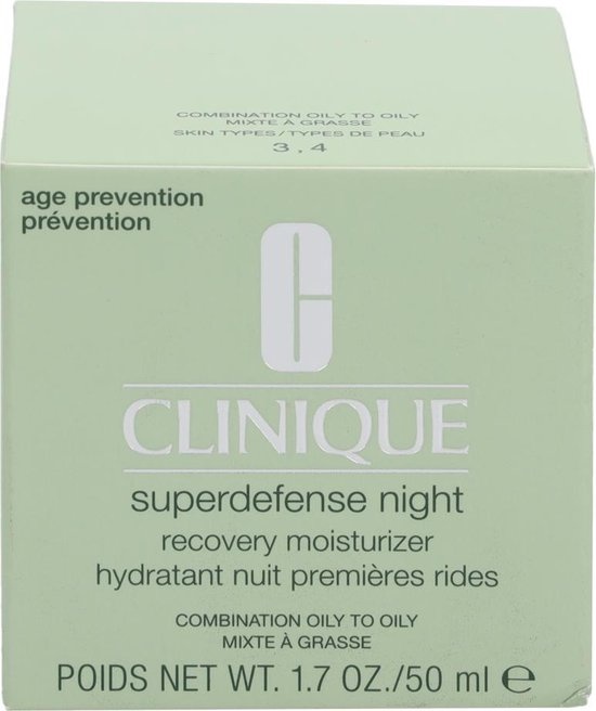 Clinique Superdefense Night Recovery Crème de nuit hydratante - 50 ml - Peau grasse