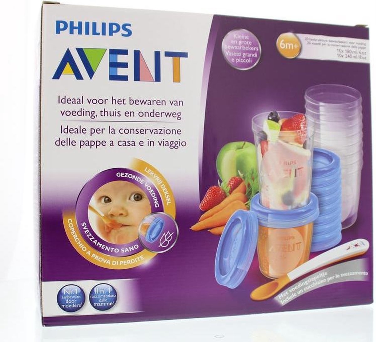 Philips Avent SCF619/05 Gobelets pour aliments pour bébés - 180 ml - 5 pièces - Emballage endommagé