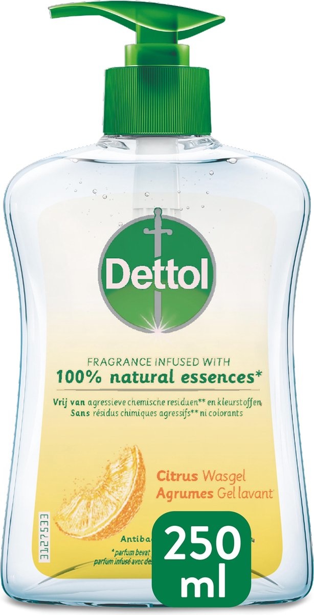 Savon pour les mains Dettol - Antibactérien - Parfum d'agrumes enrichi d'huiles 100% naturelles - 250ml