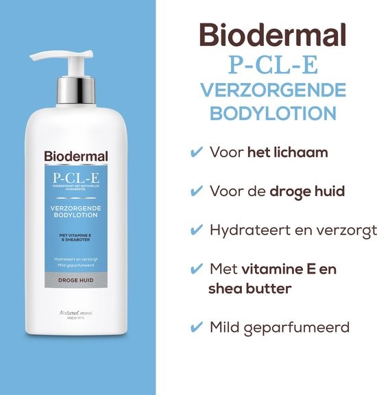 Biodermal P-CL-E Lotion Corporelle Nourrissante peaux sèches - Lotion corporelle à la vitamine E et au beurre de karité naturel - 400ml