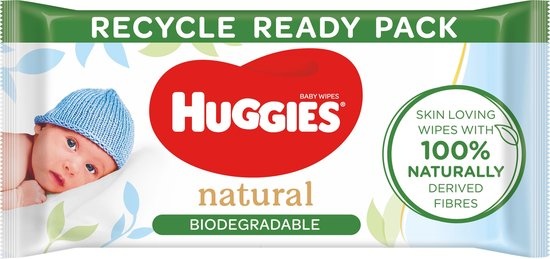 Lingettes Huggies biodégradables - Naturel biodégradable - 48 lingettes