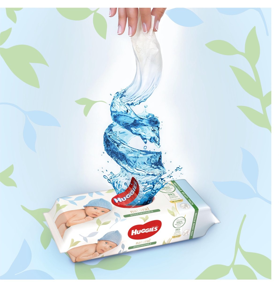 Huggies billendoekjes biologisch afbreekbaar - Natural Biodegradable - 48 doekjes