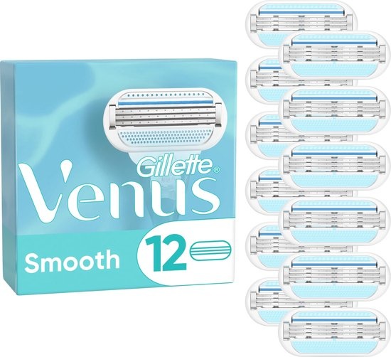 Gillette Venus Smooth Razor Blades For Women - 12 Blade Refills