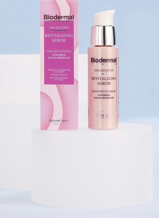 Biodermal Skin Booster Revitalisierendes Serum – Verbessert die Elastizität und Festigkeit der Haut mit Hyaluronsäure und Vitamin A – Hyaluronsäure-Serum 30 ml