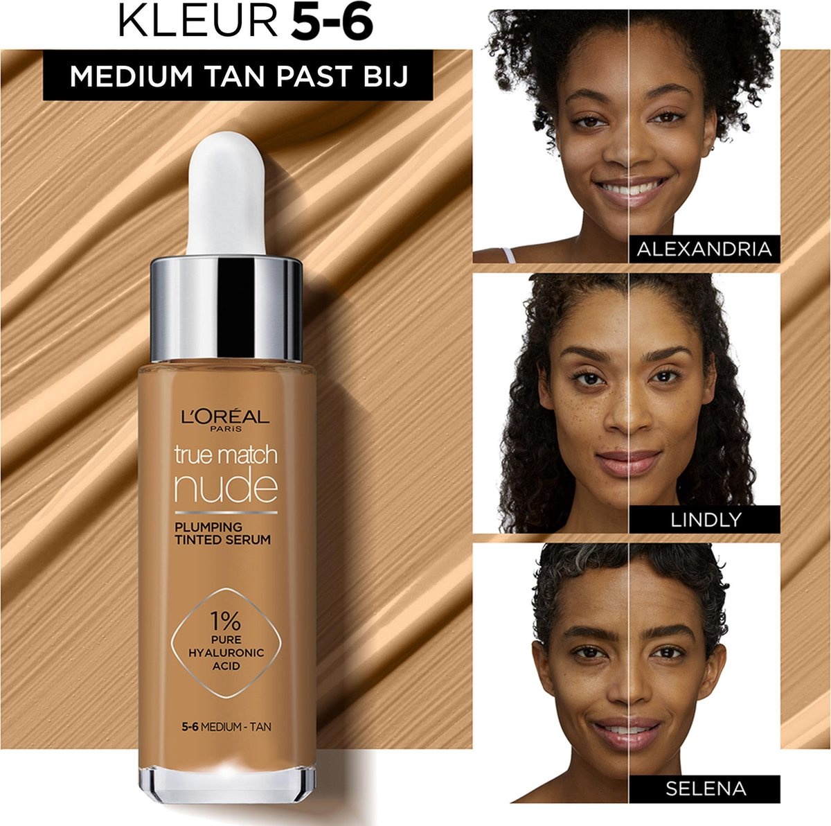L'Oréal Paris True Match Tinted Serum Foundation - 5-6 Mittlere Bräune - 30 ml