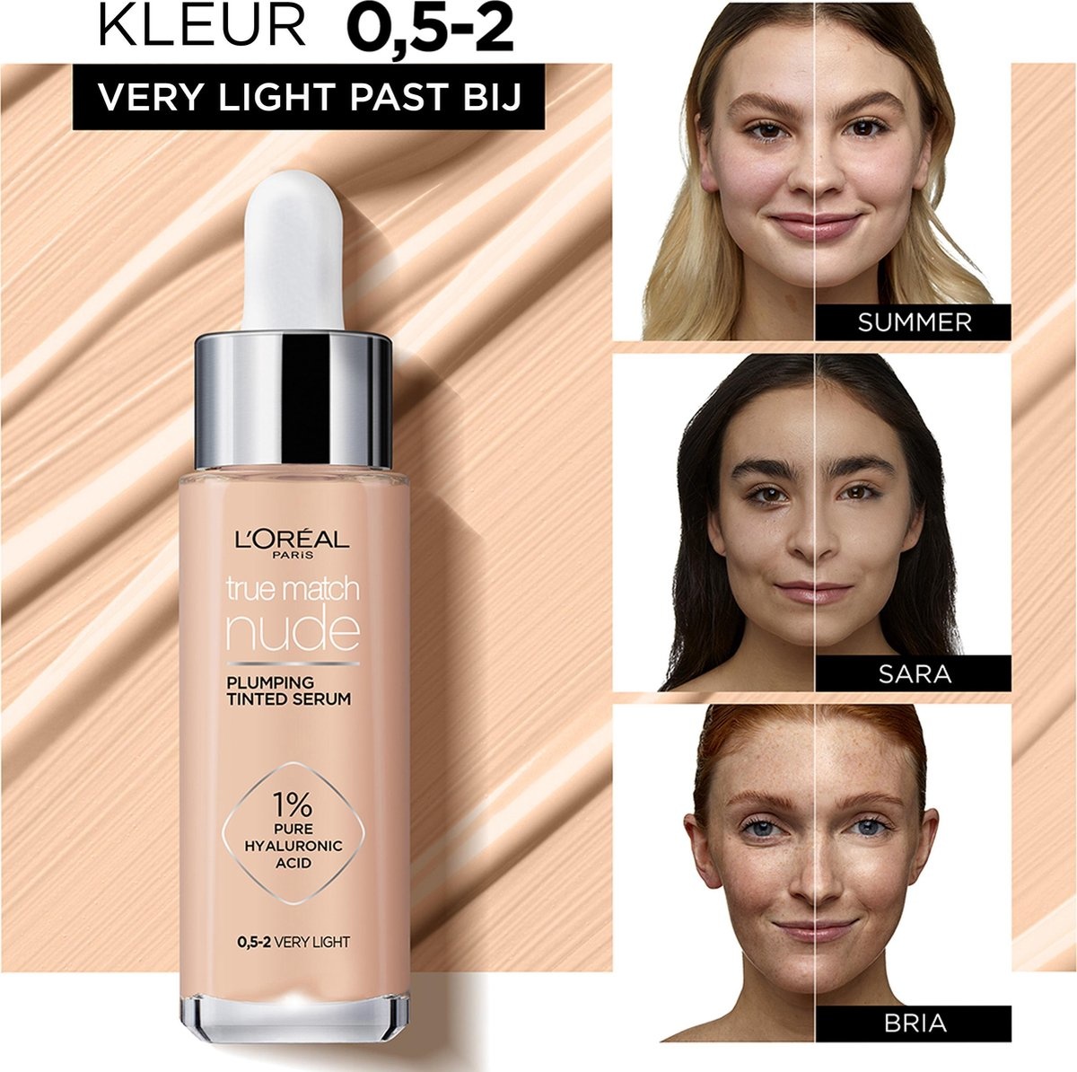 L'Oréal Paris True Match Tinted Serum Foundation - 0.5-2 Very Light - 30ml