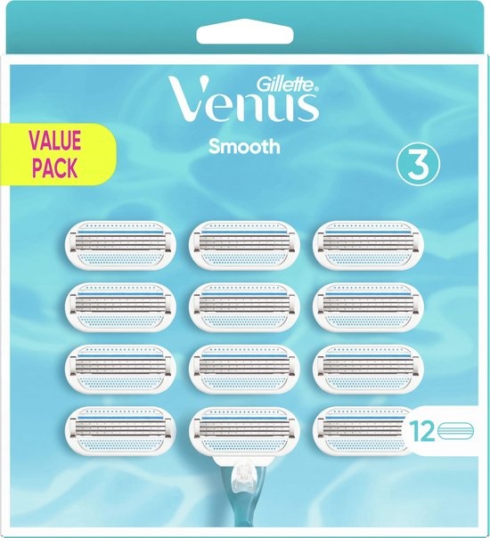 Lames de rasoir Gillette Venus Smooth pour femme - 12 recharges de lames - Emballage endommagé