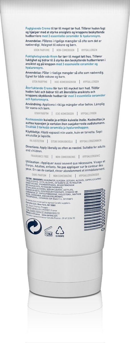 CeraVe - Crème Hydratante - pour peaux sèches à très sèches - 177ml