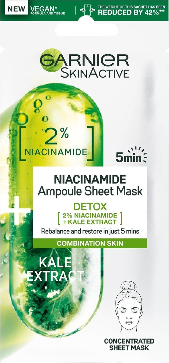 Garnier SkinActive Tissue Masque Visage Kale & Niacinamide -  Onlinevoordeelshop