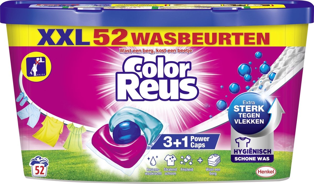 Color Reus Power Caps Capsules Lavantes - Capsules Détergentes - Value Pack 52 Lavages - Emballage Endommagé