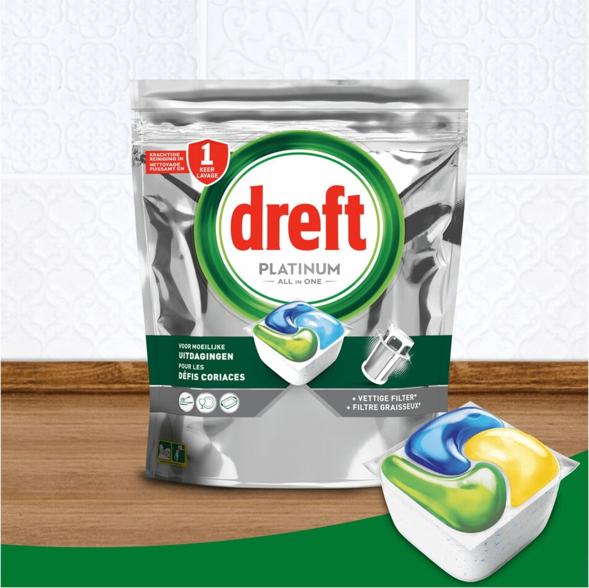 Détergent pour lave-vaisselle - Dreft Platinum All In One Dishwasher Capsules Regular 37 pièces