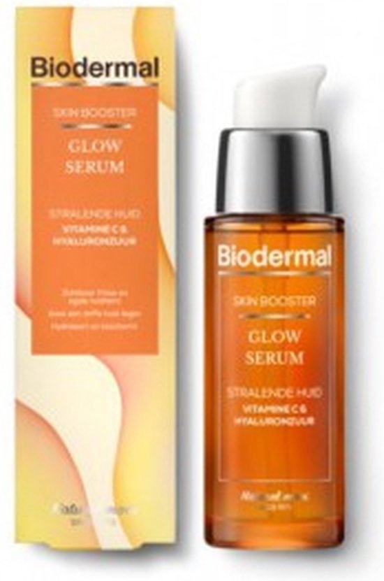 Biodermal Skin Booster Glow serum - For radiant skin with Vitamin C and Hyaluronic Acid - Hyaluronic Acid Serum 30ml - Packaging damaged
