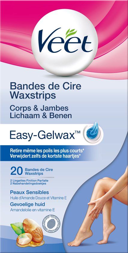 Easy-Gelwax Haarentfernungsstreifen Beine & Körper - Empfindliche Haut - 20 Stück - Verpackung beschädigt