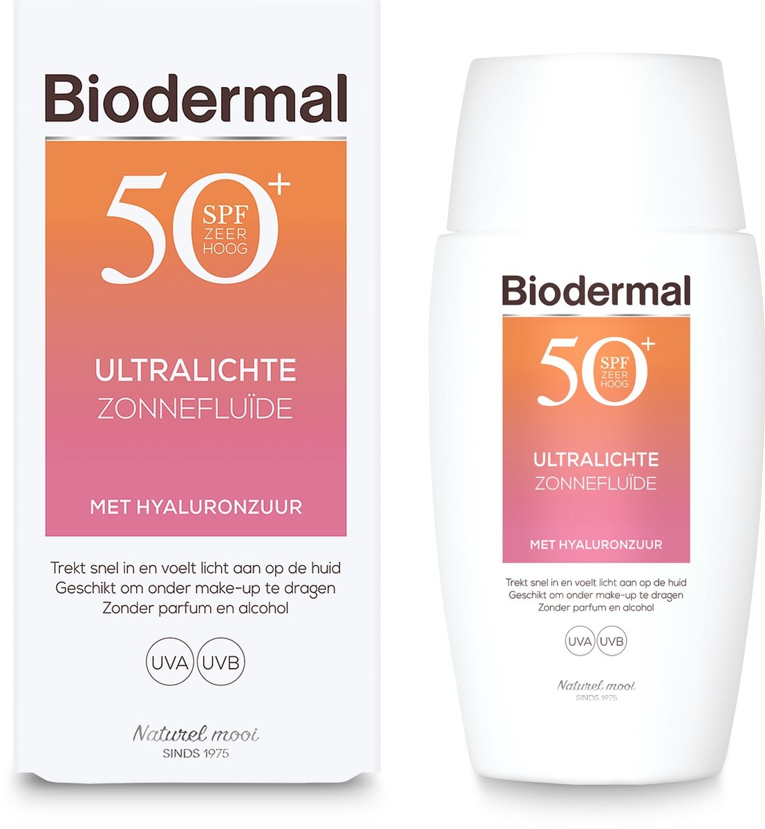 Fluide Solaire Ultra-Léger Biodermal - Crème Solaire SPF50+ - à l'Acide Hyaluronique - Crème Solaire Visage