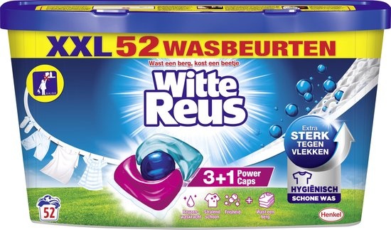 Witte Reus Power Caps Wascapsules - Voordeelverpakking - 52 wasbeurten - Verpakking beschadigd