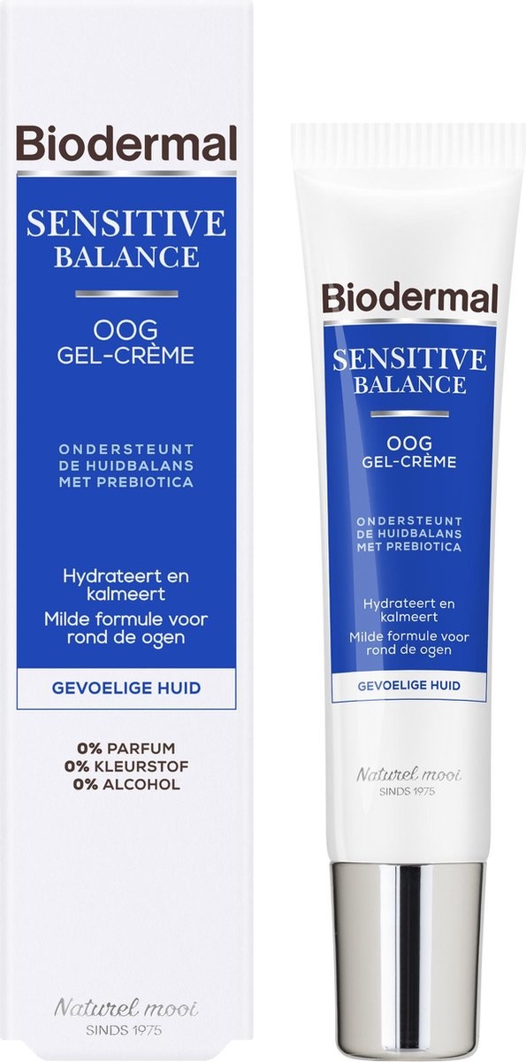 Biodermal Sensitive Balance Eye Gel-Cream - Crème contour des yeux à l'acide hyaluronique pour peaux sensibles - 15 ml - Emballage endommagé