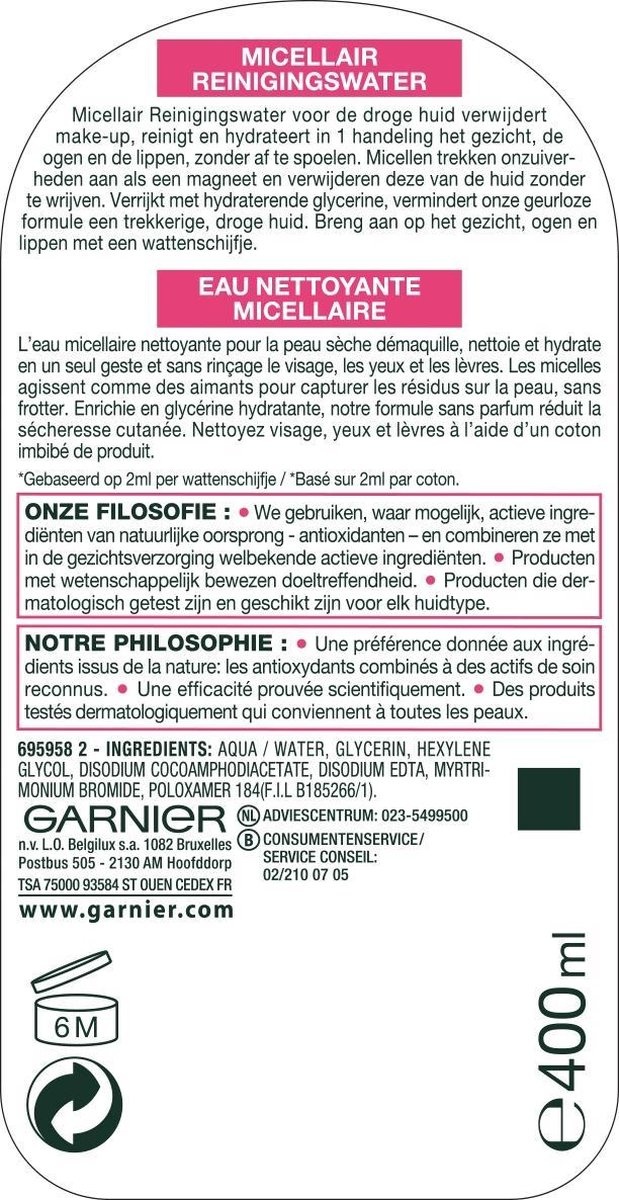 Garnier SkinActive Micellar Water for Sensitive Skin - 200ml - Facial Cleanser