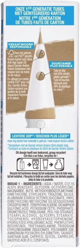 Garnier Ambre Solaire Anti-Age Super UV SPF50 - Emballage endommagé