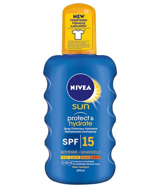 NIVEA SUN Spray Solaire Protect & Hydrate SPF 15 - 200 ml - Capuchon manquant