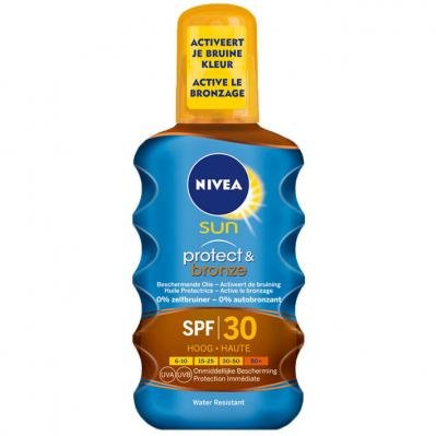 NIVEA SUN Protect & Bronze Protective Oil Spray SPF 30 - 200 ml - Cap is missing