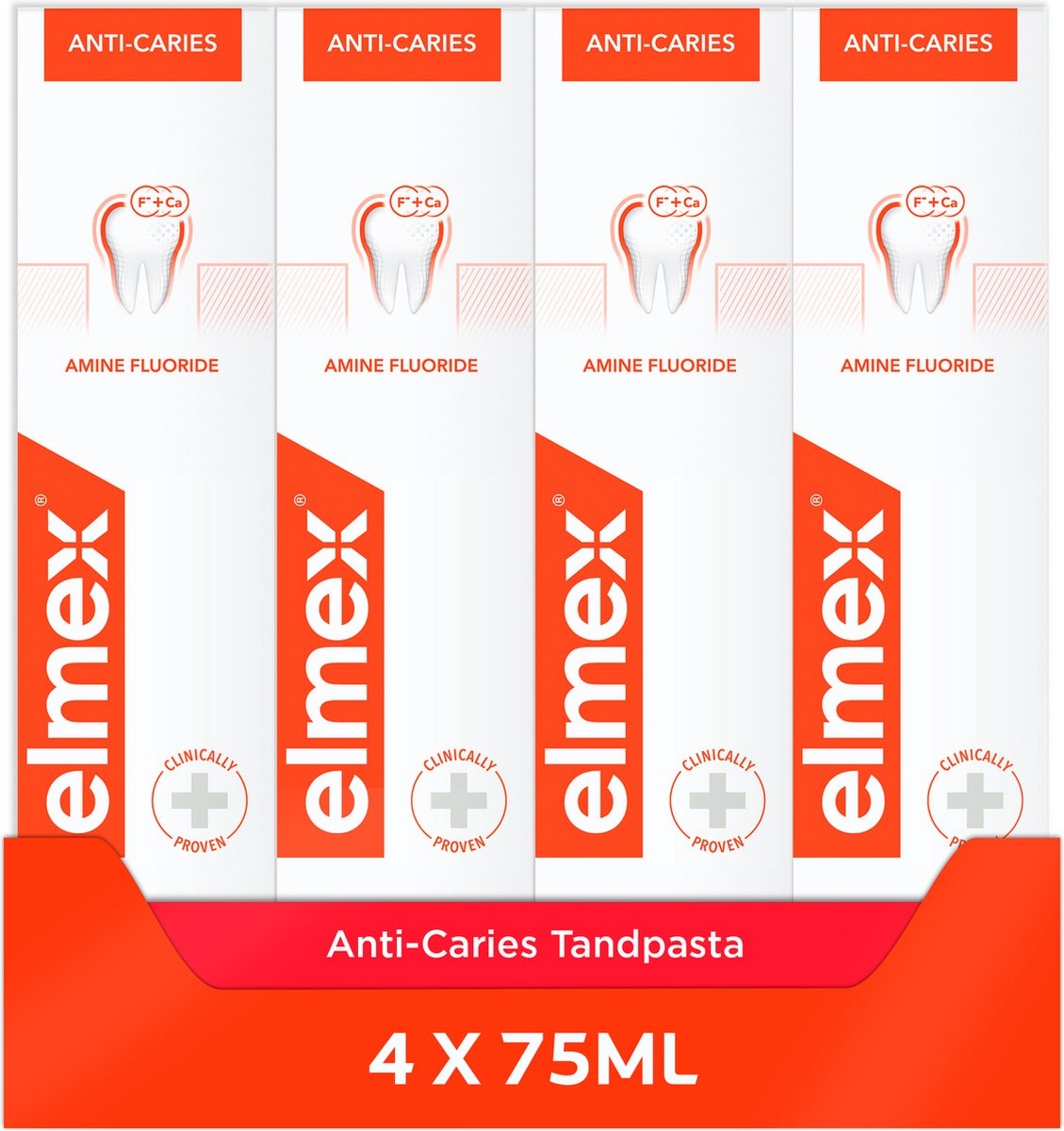 Elmex Anti Caries Tandpasta 4 x 75ml - Voordeelverpakking - Verpakking beschadigd