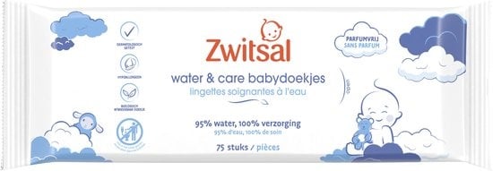 Lingettes bébé Zwitsal Water & Care - 75 pièces