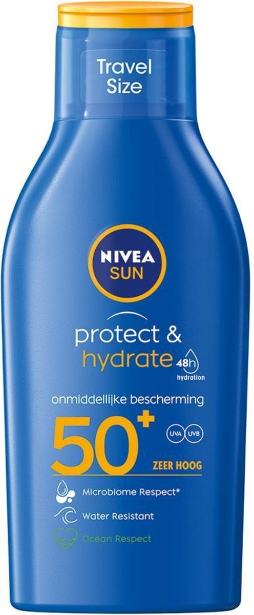 NIVEA SUN Protect & Hydrate Sonnenmilch - 100 ml Reisegröße SPF50+