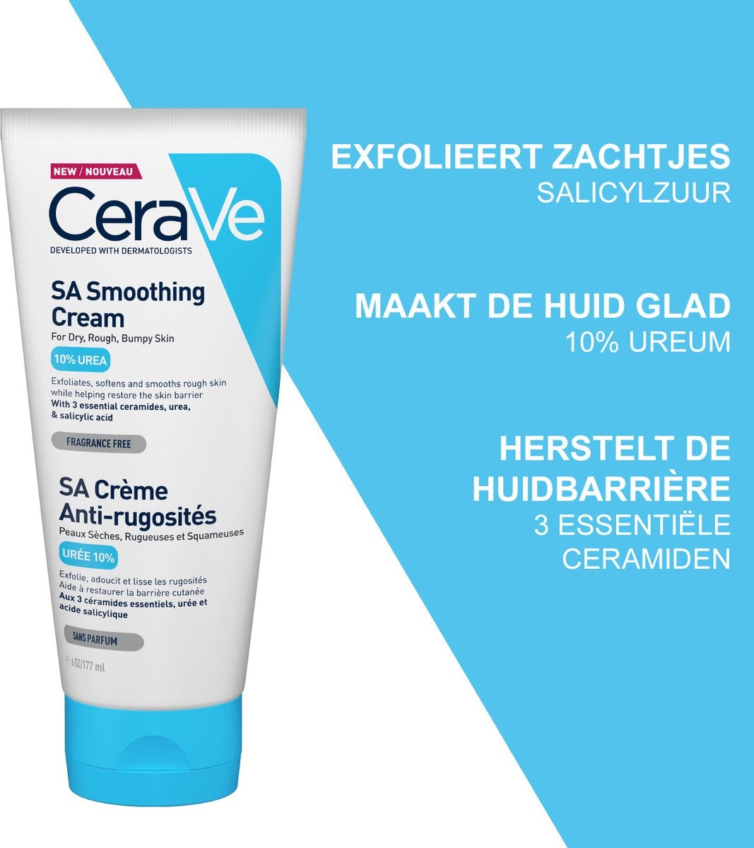CeraVe - SA Smoothing Cream - Bodycrème - droge en ruwe huid - 177ml