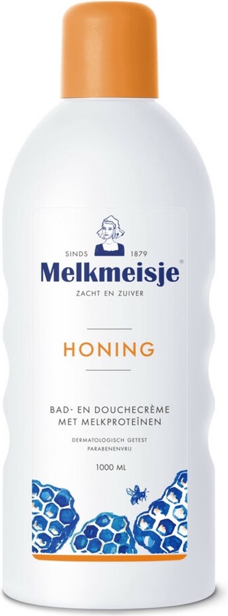 Melkmeisje Honing - 1000 ml - Bad- & Douchecrème