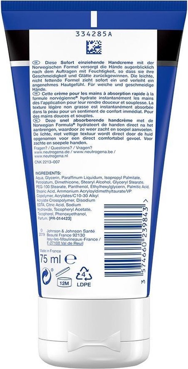 Crème pour les mains à absorption rapide Neutrogena 75 ml