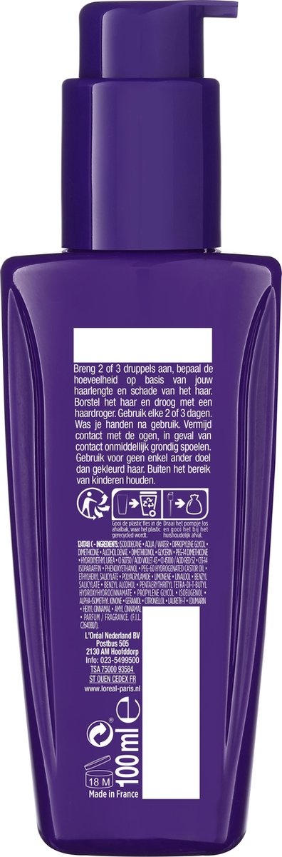 L’Oréal Paris Elvive Color Vive Purple Oil Serum - voor blond haar en grijs haar - 100ml