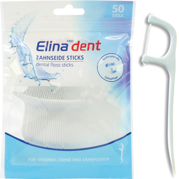 Cure-dents avec fil dentaire Elina 8cm 50 pièces