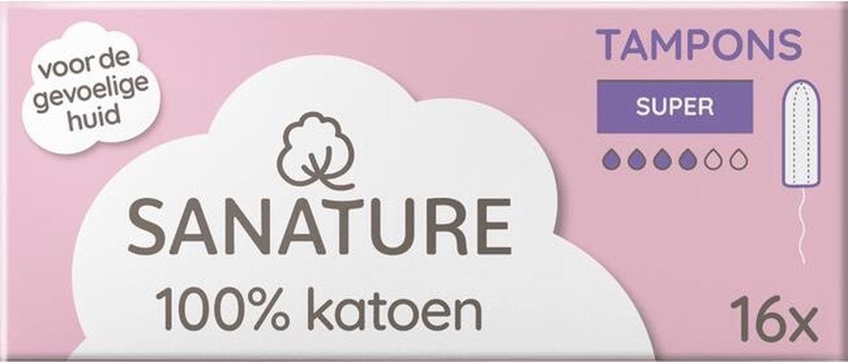 Sanature Tampons Super 100 katoen 16 stuks