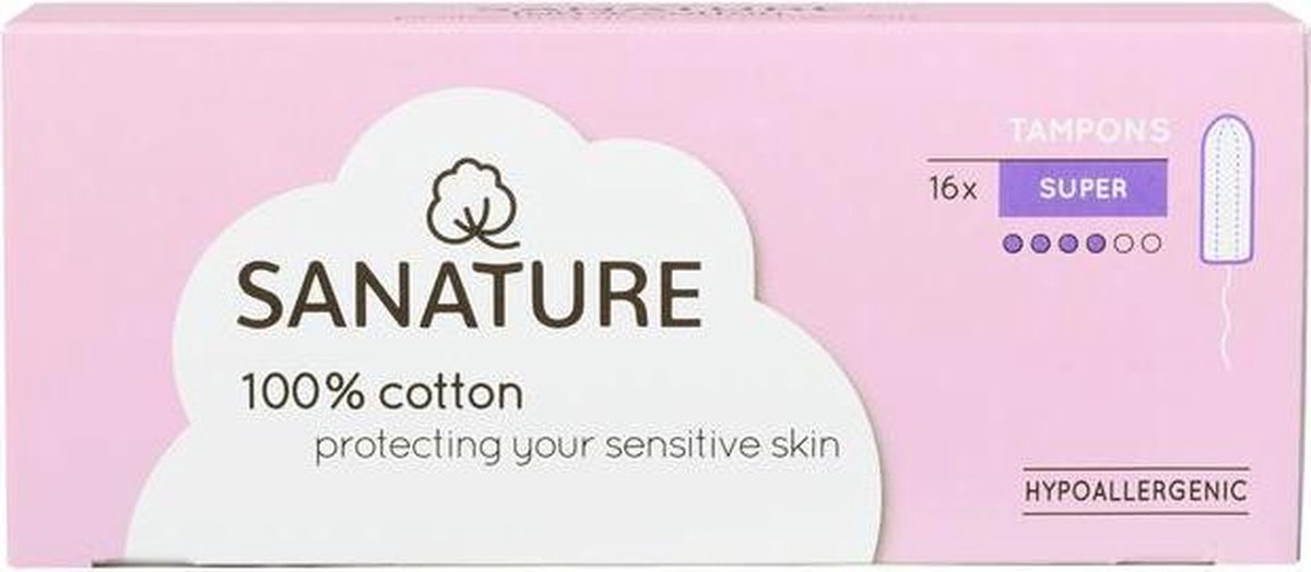 Sanature - Tampons Super - 100% coton - 16 pièces