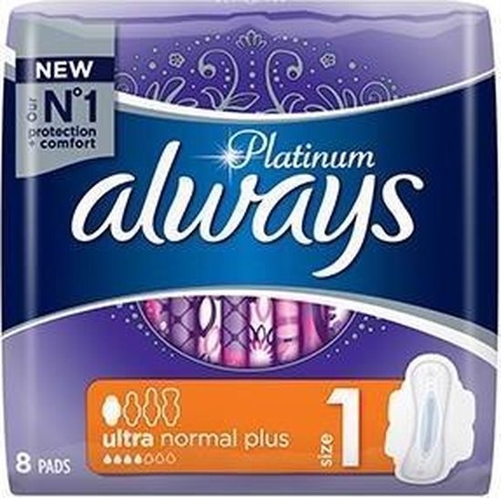 Always Sanitary Towels With Wings Platinum Ultra Normal Plus - 8pcs